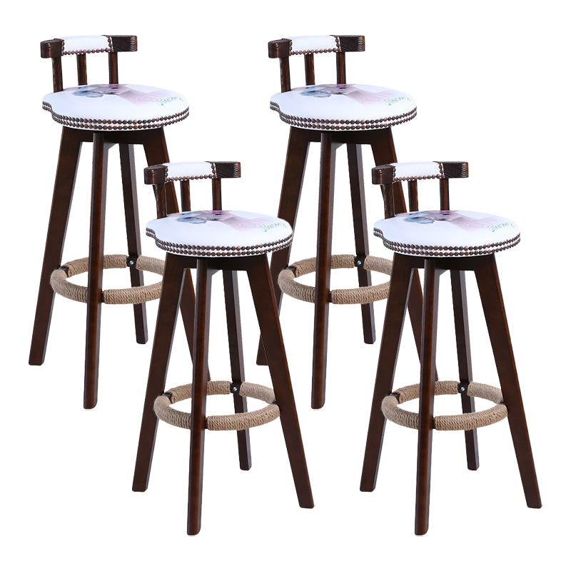Modern Rotatable Backrest Counter Stool Wood Cafe Bar Stool with Leather Cushion and Pedal Gray-White 4 Piece Set Clearhalo 'Bar Furniture' 'Bar Stools' 'bar_stools' 'furn' 'furn_bar_stools' 'Furniture' 'furniture_bar_stools' 'Kitchen & Dining Furniture' 4927029