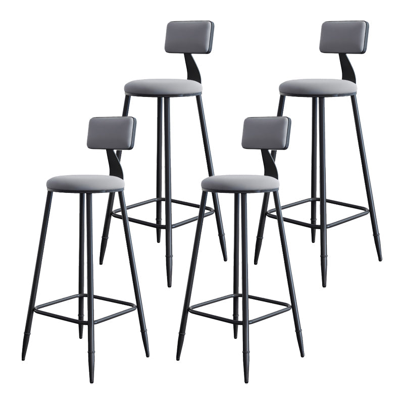 Industrial Armless Backrest Counter Stool Iron Milk Tea Shop Bar Stool with Cushion Grey 4 Piece Set Clearhalo 'Bar Furniture' 'Bar Stools' 'bar_stools' 'furn' 'furn_bar_stools' 'Furniture' 'furniture_bar_stools' 'Kitchen & Dining Furniture' 4927167