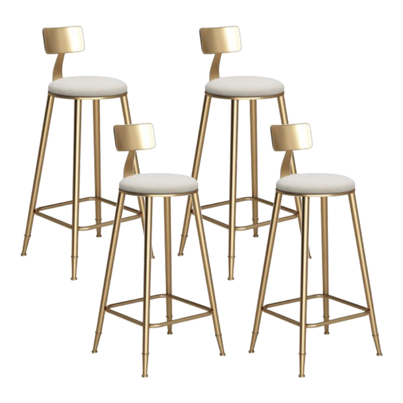 Glam Armless Backrest Counter Stool Iron Cafe Bar Stool with Leather Cushion and Pedal White 4 Piece Set Bar Stool(30"H) Clearhalo 'Bar Furniture' 'Bar Stools' 'bar_stools' 'furn' 'furn_bar_stools' 'Furniture' 'furniture_bar_stools' 'Kitchen & Dining Furniture' 4927335