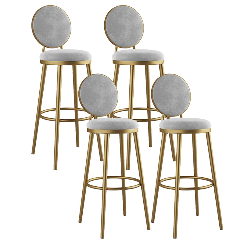 Glam Armless Backrest Counter Stool Iron Kitchenr Bar Stool with Velvet Cushion and Pedal White 4 Piece Set Clearhalo 'Bar Furniture' 'Bar Stools' 'bar_stools' 'furn' 'furn_bar_stools' 'Furniture' 'furniture_bar_stools' 'Kitchen & Dining Furniture' 4927374