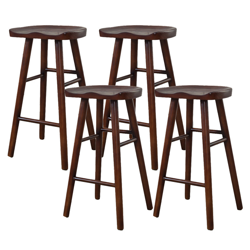 Modern Armless Backless Counter StoolWood Cafe Bar Stool with Wooden Seat and Pedal Walnut 4 Piece Set Clearhalo 'Bar Furniture' 'Bar Stools' 'bar_stools' 'furn' 'furn_bar_stools' 'Furniture' 'furniture_bar_stools' 'Kitchen & Dining Furniture' 4927457