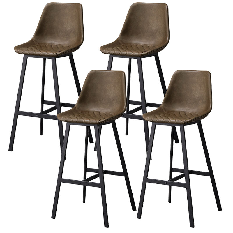 Scandinavian Restaurant Footrest Stool Matte Finish Leather Barstool Brown 4 Piece Set Clearhalo 'Bar Furniture' 'Bar Stools' 'bar_stools' 'furn' 'furn_bar_stools' 'Furniture' 'furniture_bar_stools' 'Kitchen & Dining Furniture' 4927481