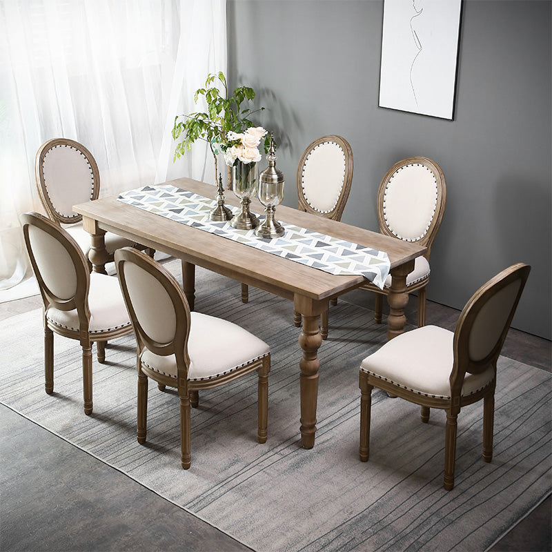 Traditional 1/2/5/7 Pieces Rectangle Dining Set Solid Wood Dining Table with Chairs 7 Pieces: Table, 6 Chairs Clearhalo 'Dining Room Sets' 'Dining Tables & Seating' 'dining_room_set' 'furn' 'furn_dining_room_set' 'Furniture' 'furniture_dining_room_set' 'Kitchen & Dining Furniture' 4927489