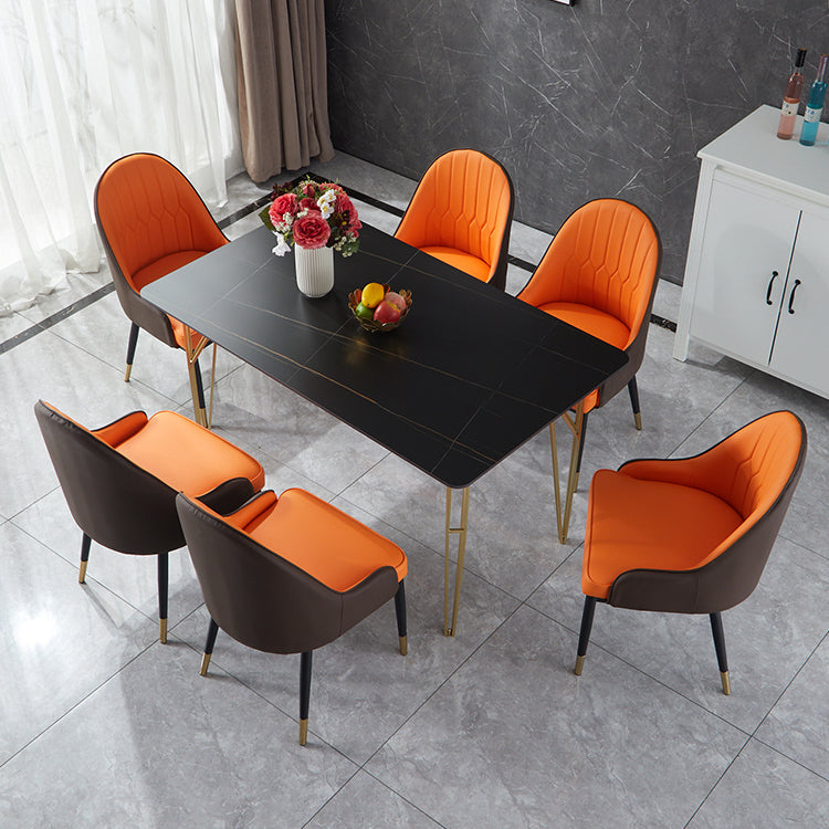 Gold Tripod Base Dining Table Stone and Metal Traditional Luxury Dining Table Black 55.1"L x 31.5"W x 29.5"H Without Chairs Clearhalo 'Dining Tables & Seating' 'Dining Tables' 'dining_table' 'furn' 'furn_dining_table' 'Furniture' 'furniture_dining_table' 'Kitchen & Dining Furniture' 'kitchen' 'kitchen_dining_table' 4928104