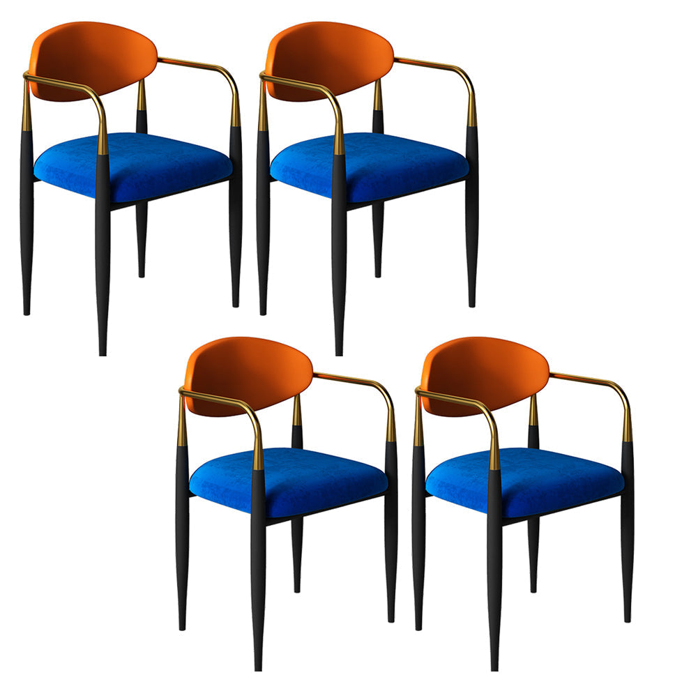 Minimalist Arm Open Back Side Chairs Upholstered Side Chairs Blue-Orange Set of 4 Clearhalo 'Dining Chairs' 'Dining Tables & Seating' 'dining_chair' 'Furniture' 'furniture_dining_chair' 'Kitchen & Dining Furniture' 4928281