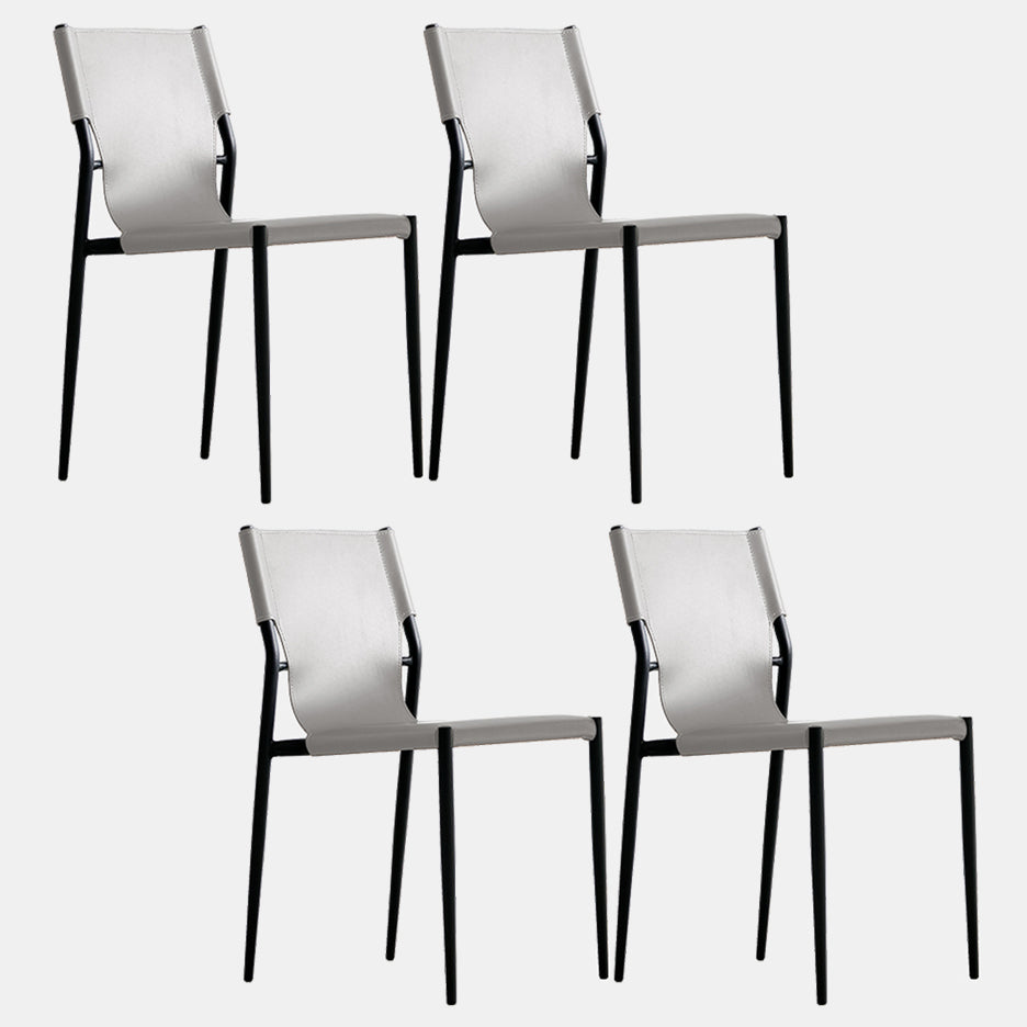 Minimalist Leather Dining Chairs Armless Solid Back Chairs for Kitchen Grey 4 Piece Set Clearhalo 'Dining Chairs' 'Dining Tables & Seating' 'dining_chair' 'furn' 'furn_dining_chair' 'Furniture' 'furniture_dining_chair' 'Kitchen & Dining Furniture' 4928322