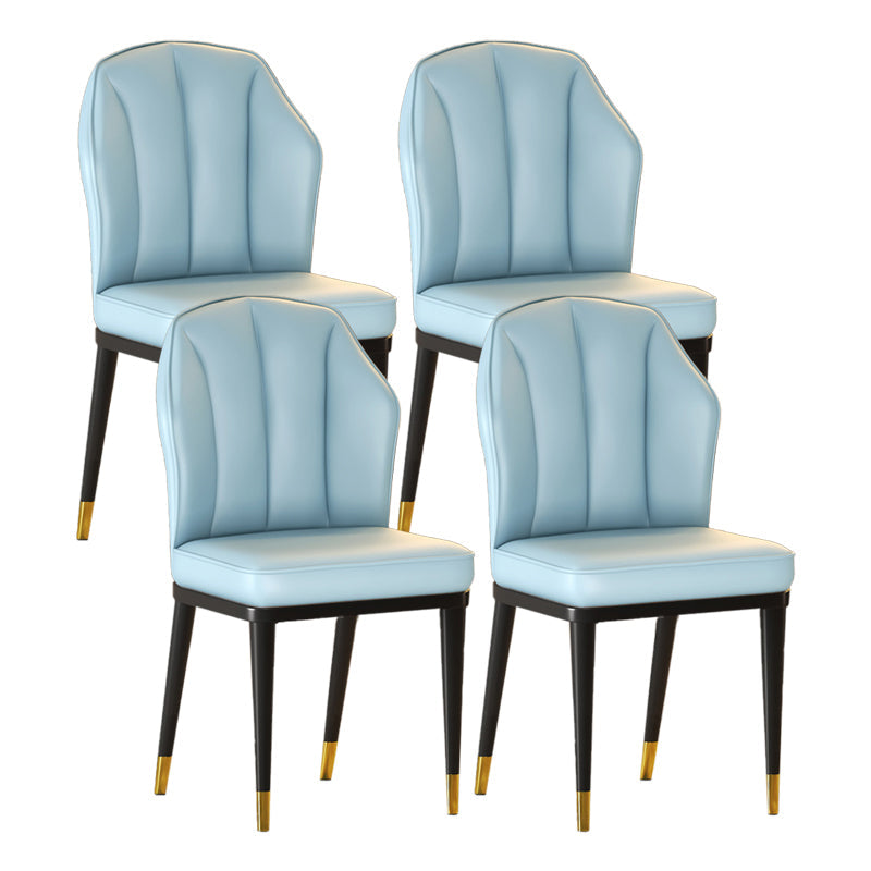 Nordic Chairs Dining Armless Chair for Kitchen with Metal Legs Light Blue 4 Piece Set Brass Gold Clearhalo 'Dining Chairs' 'Dining Tables & Seating' 'dining_chair' 'furn' 'furn_dining_chair' 'Furniture' 'furniture_dining_chair' 'Kitchen & Dining Furniture' 4928527