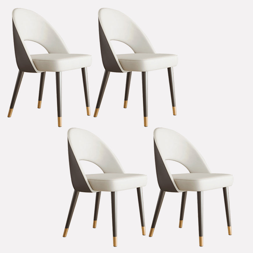 Scandinavian Armless Open Back Chairs for Home Upholstered Side Chair White-Gray 4 Piece Set Clearhalo 'Dining Chairs' 'Dining Tables & Seating' 'dining_chair' 'furn' 'furn_dining_chair' 'Furniture' 'furniture_dining_chair' 'Kitchen & Dining Furniture' 4928605
