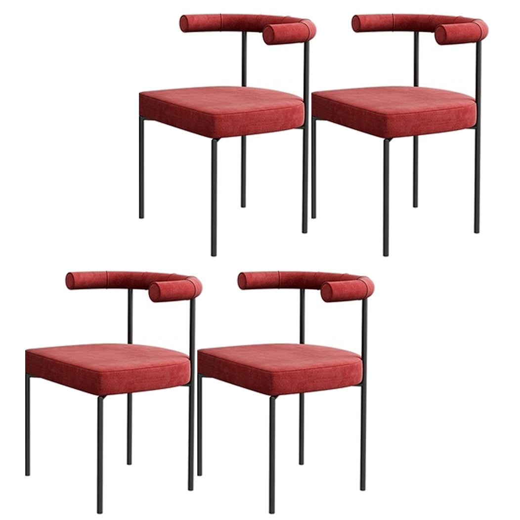 Contemporary Upholstered Armless Dining Chairs Open Back Side Chairs Red 4 Piece Set Clearhalo 'Dining Chairs' 'Dining Tables & Seating' 'dining_chair' 'furn' 'furn_dining_chair' 'Furniture' 'furniture_dining_chair' 'Kitchen & Dining Furniture' 4928692