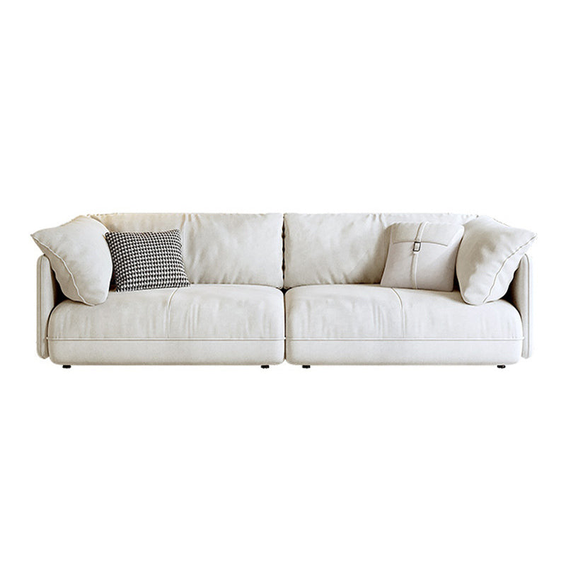 Scandinavian 31"H Beige Couch Upholstered Sofa with Pillow Top Arm 122"L x 39"W x 31"H Latex Clearhalo 'furn' 'furn_sofas' 'Furniture' 'furniture_sofas' 'Living Room Furniture' 'Sofa' 'sofas' 4933708