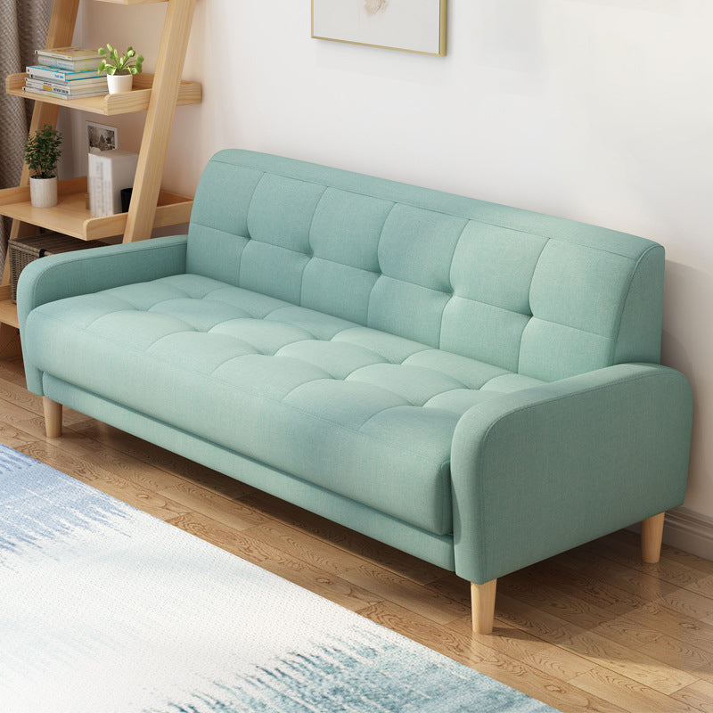 Contemporary Tufted Back Standard Sofa Square Arm Couch with Wooden Legs Lake Blue Clearhalo 'furn' 'furn_sofas' 'Furniture' 'furniture_sofas' 'Living Room Furniture' 'Sofa' 'sofas' 4933978