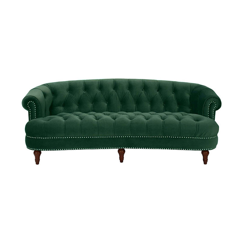 Classic Glam 3-seater Sofa Rolled Arm Couch with Tufted Back for Living Room Blackish Green Clearhalo 'Furniture' 'furniture_sofas' 'Living Room Furniture' 'Sofa' 'sofas' 4934094