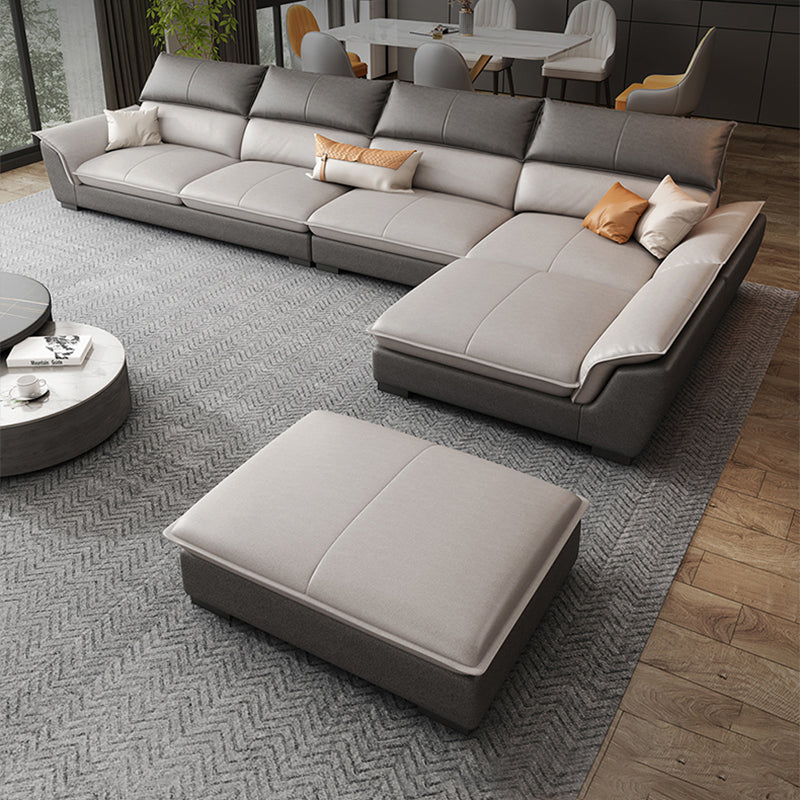 Modern Pillow Top Arm Sectional Sofa 35.43"HCushion Back Sofa 136"L x 71"W x 35"H Latex With Ottoman Clearhalo 'furn' 'furn_sectionals' 'Furniture' 'furniture_sectionals' 'Living Room Furniture' 'Sectionals' 4934406