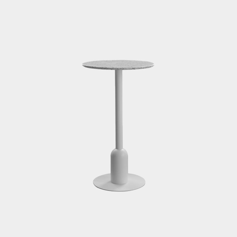 Industrial Steel Bar Dining Table Terrazzo Top Indoor Bistro Table with Single Pedestal 23.6"L x 23.6"W x 41.3"H White Round Clearhalo 'Bar Furniture' 'Bar Tables' 'bar_tables' 'furn' 'furn_bar_tables' 'Furniture' 'furniture_bar_tables' 'Kitchen & Dining Furniture' 4939522