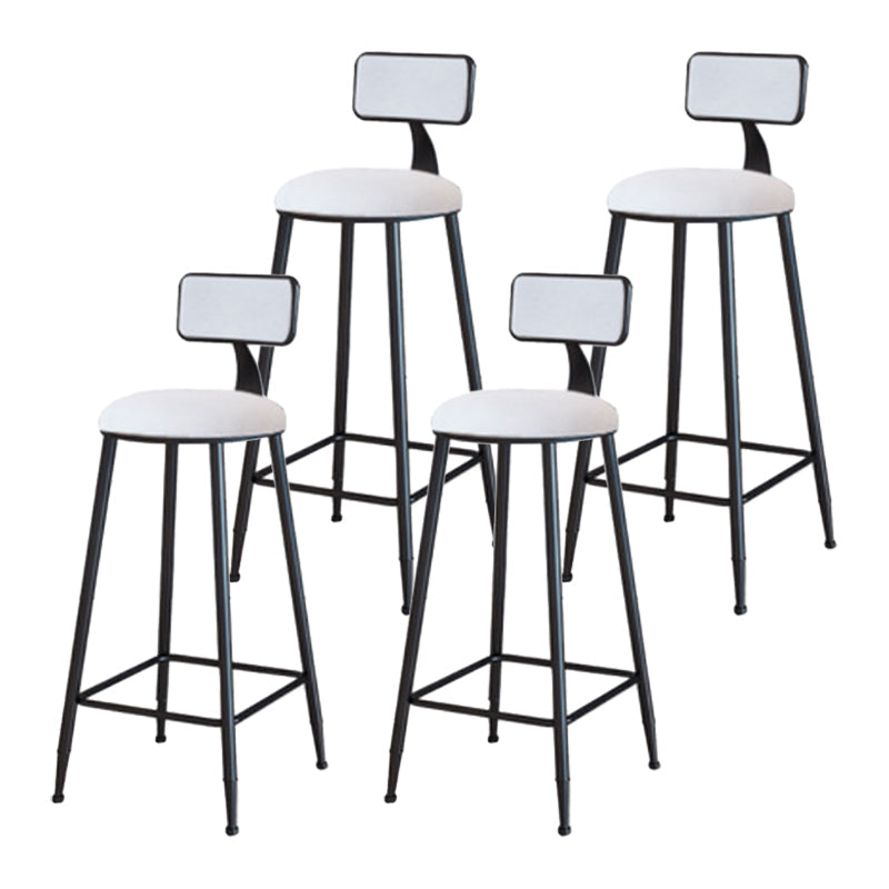Industrial Armless Backrest Counter Stool Iron Cafe Bar Stool with Velvet Cushion White 4 Piece Set Bar Stool(30"H) Clearhalo 'Bar Furniture' 'Bar Stools' 'bar_stools' 'furn' 'furn_bar_stools' 'Furniture' 'furniture_bar_stools' 'Kitchen & Dining Furniture' 4939608