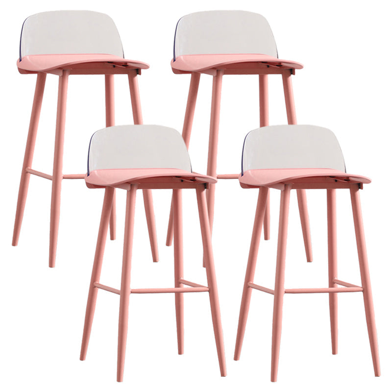 Modern Armless Backrest Counter Stool Iron Kitchen Bar Stool with Acrylic Seat and Pedal Pink 4 Piece Set Clearhalo 'Bar Furniture' 'Bar Stools' 'bar_stools' 'furn' 'furn_bar_stools' 'Furniture' 'furniture_bar_stools' 'Kitchen & Dining Furniture' 4939805