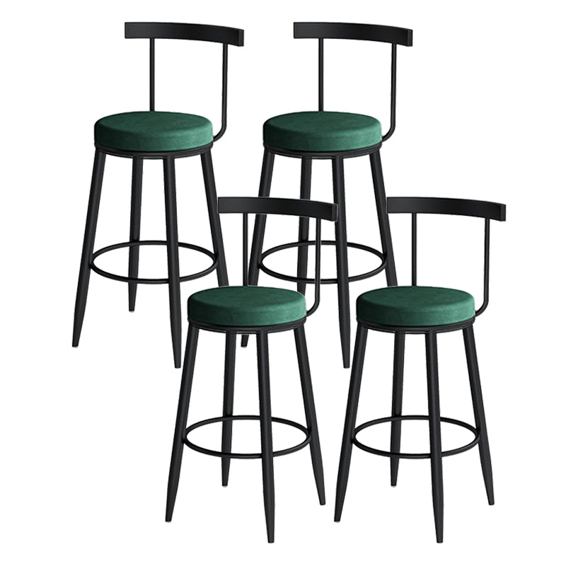 Modern Armless Backrest Counter Stool Iron Cafe Bar Stool with Velvet Cushion Green 4 Piece Set Clearhalo 'Bar Furniture' 'Bar Stools' 'bar_stools' 'furn' 'furn_bar_stools' 'Furniture' 'furniture_bar_stools' 'Kitchen & Dining Furniture' 4939845