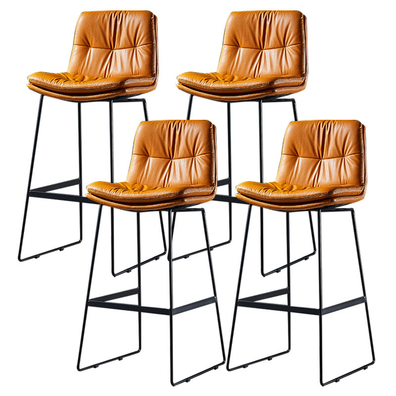 Scandinavian Matte Finish Leather Barstool Restaurant Upholstered Stool Orange 4 Piece Set Bar Stool(30"H) Clearhalo 'Bar Furniture' 'Bar Stools' 'bar_stools' 'furn' 'furn_bar_stools' 'Furniture' 'furniture_bar_stools' 'Kitchen & Dining Furniture' 4939926