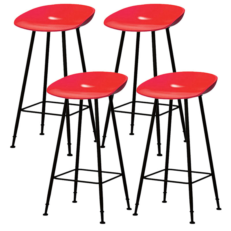Contemporary Matte Finish Metal Barstool Home Footrest Stool Red 4 Piece Set Clearhalo 'Bar Furniture' 'Bar Stools' 'bar_stools' 'furn' 'furn_bar_stools' 'Furniture' 'furniture_bar_stools' 'Kitchen & Dining Furniture' 4940106