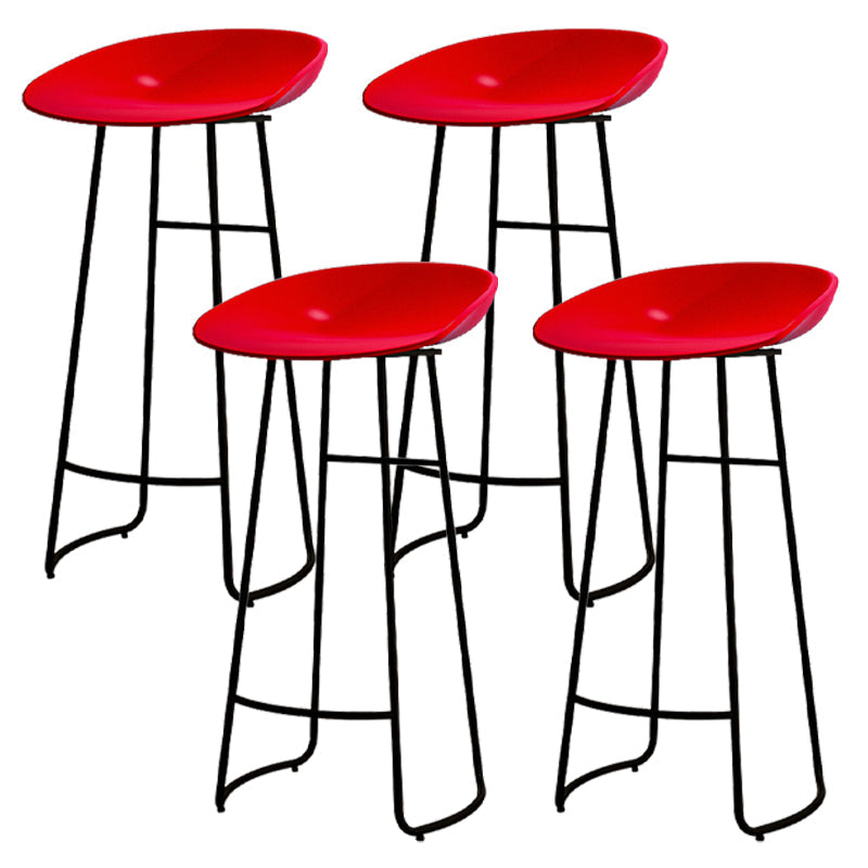 Modern Armless Backrest Counter Stool Iron Kitchen Bar Stool with Acrylic Seat Red 4 Piece Set Clearhalo 'Bar Furniture' 'Bar Stools' 'bar_stools' 'furn' 'furn_bar_stools' 'Furniture' 'furniture_bar_stools' 'Kitchen & Dining Furniture' 4940169
