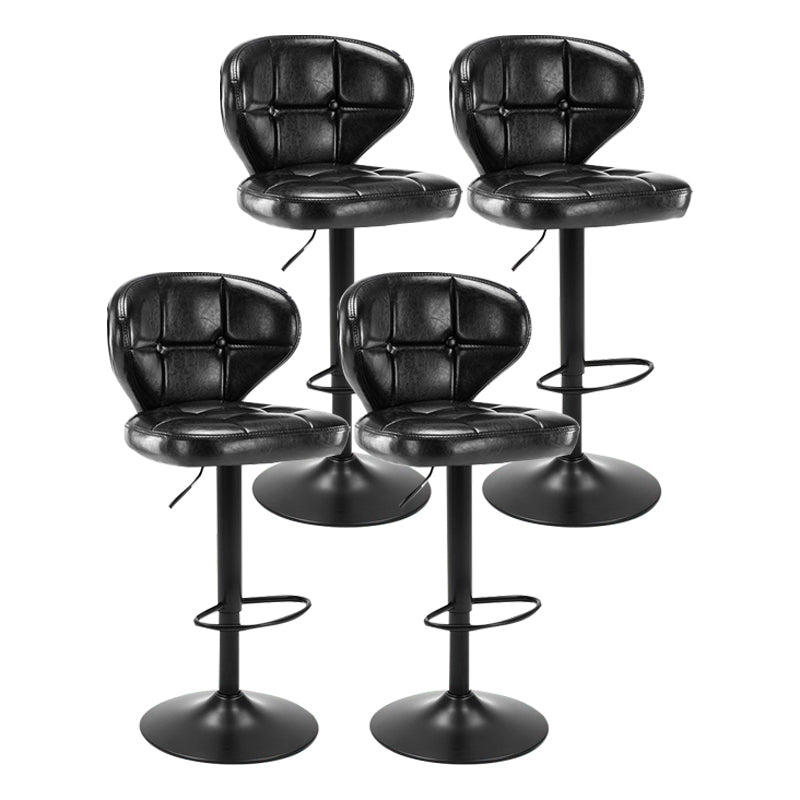Modern Rotatable Backrest Counter Stool Steel Cashier Bar Stool with Cushion and Pedal Black Black 4 Piece Set Clearhalo 'Bar Furniture' 'Bar Stools' 'bar_stools' 'furn' 'furn_bar_stools' 'Furniture' 'furniture_bar_stools' 'Kitchen & Dining Furniture' 4940282