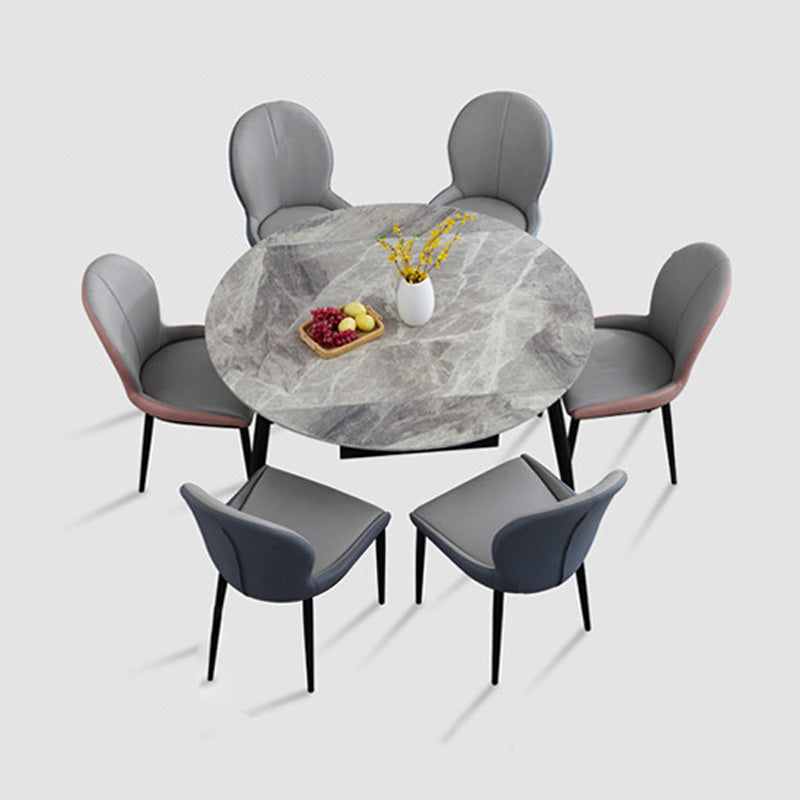 Modern 1/4/5/7 Pieces Dining Set Sintered Stone Dining Table Set for Home 7 Pieces: Table, 6 Chairs Clearhalo 'Dining Room Sets' 'Dining Tables & Seating' 'dining_room_set' 'furn' 'furn_dining_room_set' 'Furniture' 'furniture_dining_room_set' 'Kitchen & Dining Furniture' 4940898