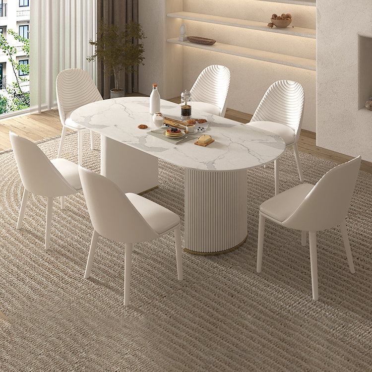 Modern 1/2/4/5/7 Pieces Dining Set Rectangle Stone Dining Table for Dining Room 7 Pieces: Table, 6 Chairs Clearhalo 'Dining Room Sets' 'Dining Tables & Seating' 'dining_room_set' 'furn' 'furn_dining_room_set' 'Furniture' 'furniture_dining_room_set' 'Kitchen & Dining Furniture' 4940989