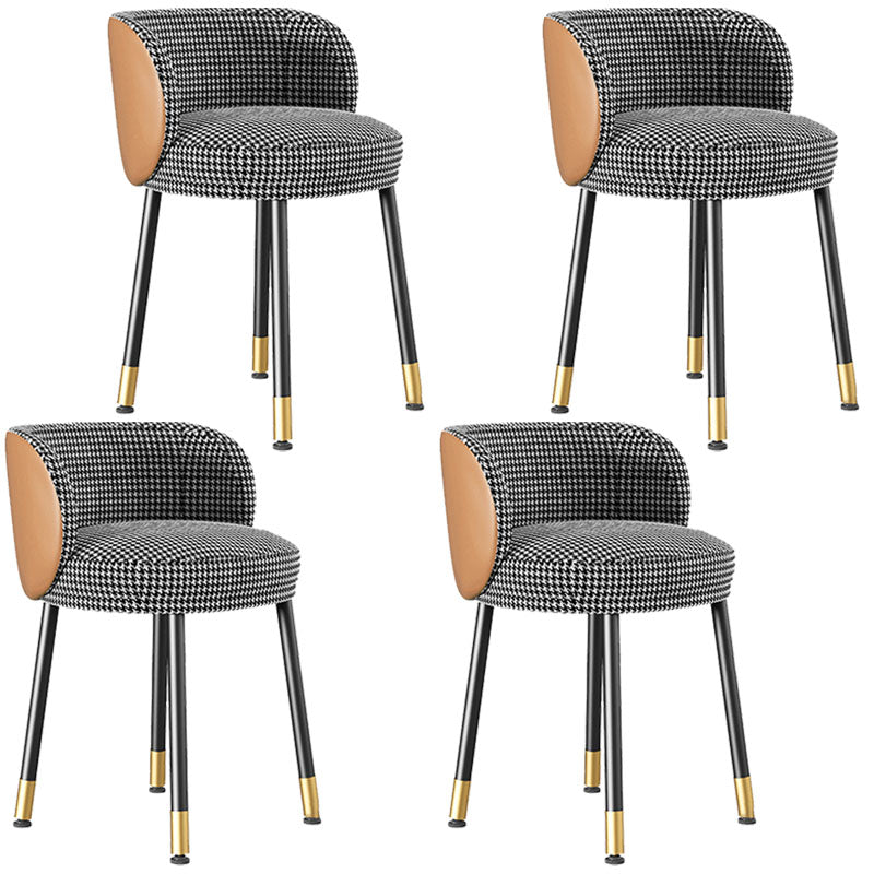 Scandinavian Upholstered Dining Chairs Armless Solid Back Chair Houndstooth pattern 4 Piece Set Clearhalo 'Dining Chairs' 'Dining Tables & Seating' 'dining_chair' 'furn' 'furn_dining_chair' 'Furniture' 'furniture_dining_chair' 'Kitchen & Dining Furniture' 4941455