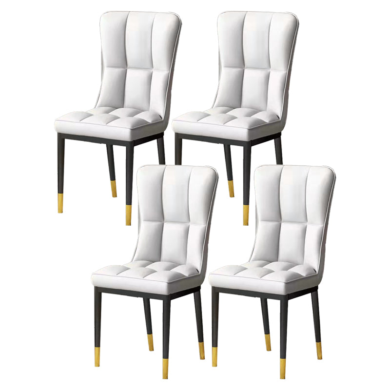 Scandinavian Upholstered Side Chair Armless Solid Back Chairs Off-White Set of 4 Clearhalo 'Dining Chairs' 'Dining Tables & Seating' 'dining_chair' 'Furniture' 'furniture_dining_chair' 'Kitchen & Dining Furniture' 4941631