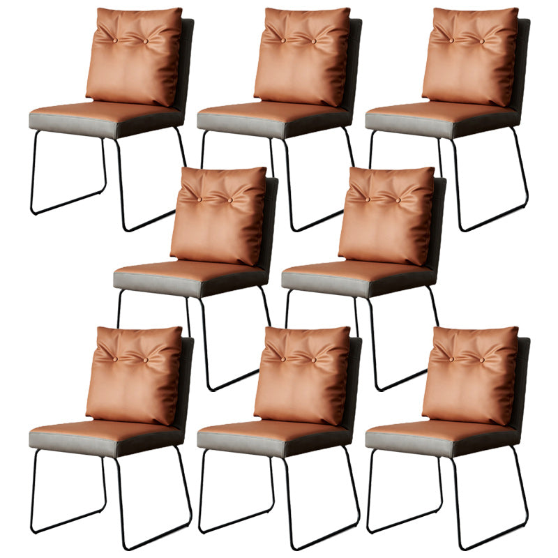 Contemporary Faux Leather Dining Room Chairs Metal Dining Chairs for Home Use Brown 8 Piece Set Clearhalo 'Dining Chairs' 'Dining Tables & Seating' 'dining_chair' 'furn' 'furn_dining_chair' 'Furniture' 'furniture_dining_chair' 'Kitchen & Dining Furniture' 4941774