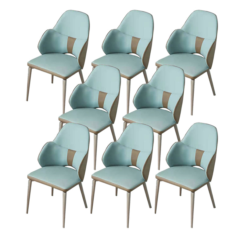 Minimalist Design Arm Leather Dining Chairs Solid Back Chairs for Home Use Blue 8 Piece Set Clearhalo 'Dining Chairs' 'Dining Tables & Seating' 'dining_chair' 'furn' 'furn_dining_chair' 'Furniture' 'furniture_dining_chair' 'Kitchen & Dining Furniture' 4941846