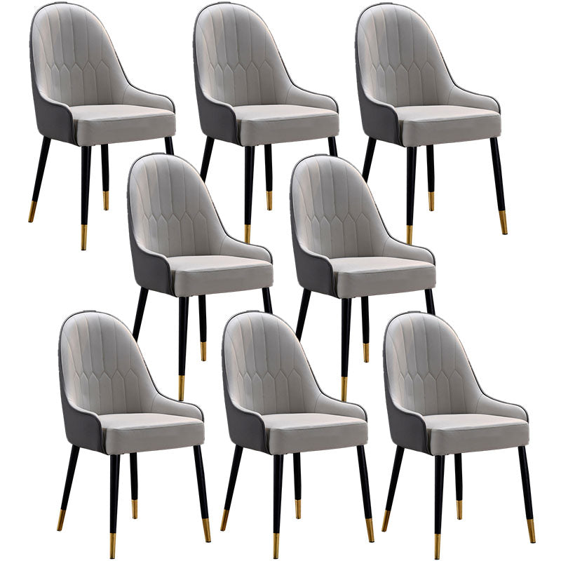 Scandinavian Leather Dining Chairs with Wood Legs Arm Solid Back Dining Side Chair Grey 8 Piece Set Clearhalo 'Dining Chairs' 'Dining Tables & Seating' 'dining_chair' 'furn' 'furn_dining_chair' 'Furniture' 'furniture_dining_chair' 'Kitchen & Dining Furniture' 4941902
