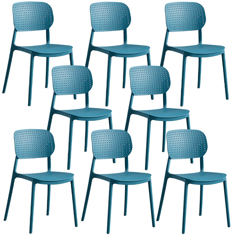 Minimalist Design Plastic Dining Armless Chair Open Back Dining Side Chairs Peacock Blue 8 Piece Set Clearhalo 'Dining Chairs' 'Dining Tables & Seating' 'dining_chair' 'furn' 'furn_dining_chair' 'Furniture' 'furniture_dining_chair' 'Kitchen & Dining Furniture' 4941955