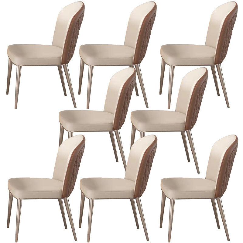 Nordic Style Leather Dining Chairs for Home Armless Solid Back Chair Dark Coffee 8 Piece Set Clearhalo 'Dining Chairs' 'Dining Tables & Seating' 'dining_chair' 'furn' 'furn_dining_chair' 'Furniture' 'furniture_dining_chair' 'Kitchen & Dining Furniture' 4941980