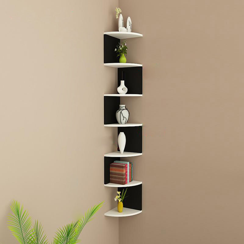 Contemporary Wall Mounted Bookcase Engineered Wood Bookshelf Black White 10.2"L x 10.2"W x 60.8"H Clearhalo 'Bookcases' 'Furniture' 'furniture_bookcases' 'Office Furniture' 4945757