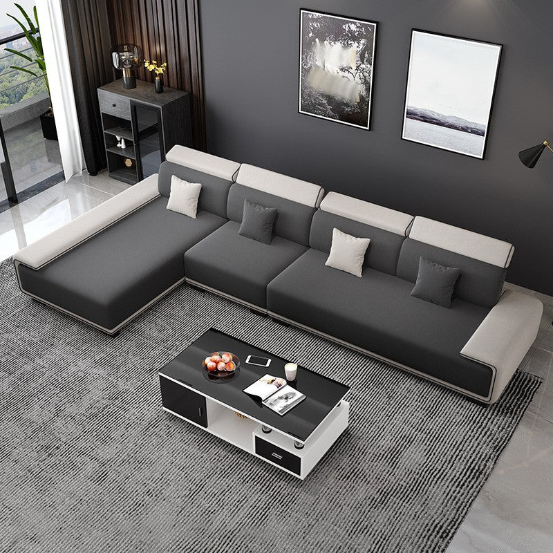 149.6"Lx70.8"Wx30.3"H Faux leather Sectional Cushion Back Sectional for Living Room Dark Gray Latex Clearhalo 'furn' 'furn_sectionals' 'Furniture' 'furniture_sectionals' 'Living Room Furniture' 'Sectionals' 4946276