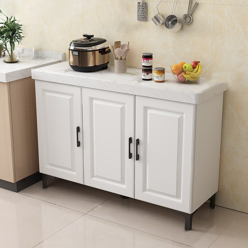 Engineered Wood Sideboard Modern Dining Server with Stone Countertop for Living Room White 47"L x 16"W x 33"H Clearhalo 'buffet_sideboard' 'Buffets & Sideboards' 'Furniture' 'furniture_buffet_sideboard' 'Kitchen & Dining Furniture' 4948125