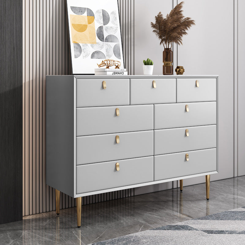 Modern Style Stone Buffet Sideboard 15.7"D Wood Buffet Server for Dining Room Light Gray 47"L x 16"W x 37"H Clearhalo 'buffet_sideboard' 'Buffets & Sideboards' 'Furniture' 'furniture_buffet_sideboard' 'Kitchen & Dining Furniture' 4948257