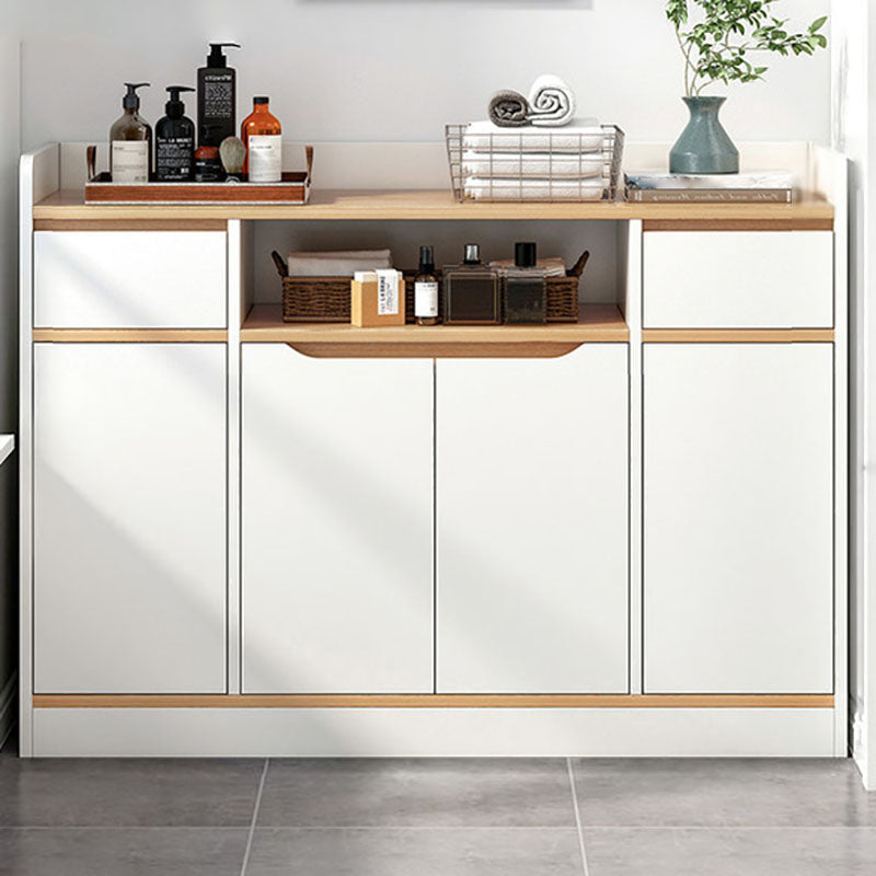 Modern Living Room Buffet/Console Open Storage Cabinets Sideboard Table White-Wood 47"L x 12"W x 35"H Clearhalo 'buffet_sideboard' 'Buffets & Sideboards' 'Furniture' 'furniture_buffet_sideboard' 'Kitchen & Dining Furniture' 4948919