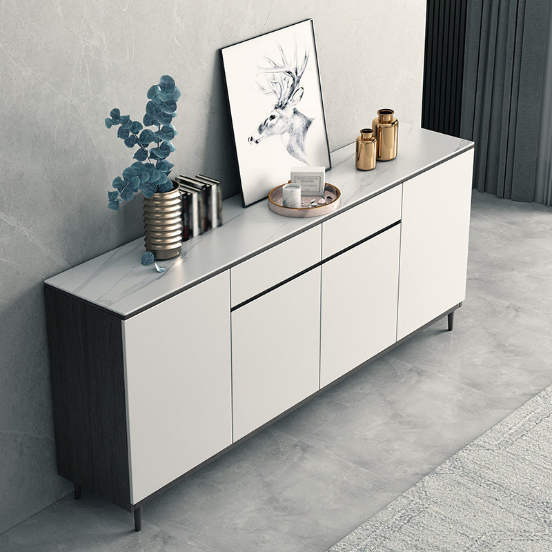 2 Drawers Wood Doors Sideboard Modern 33.5" High Side Board for Kitchen White 63"L x 14"W x 33"H Clearhalo 'buffet_sideboard' 'Buffets & Sideboards' 'Furniture' 'furniture_buffet_sideboard' 'Kitchen & Dining Furniture' 4949242