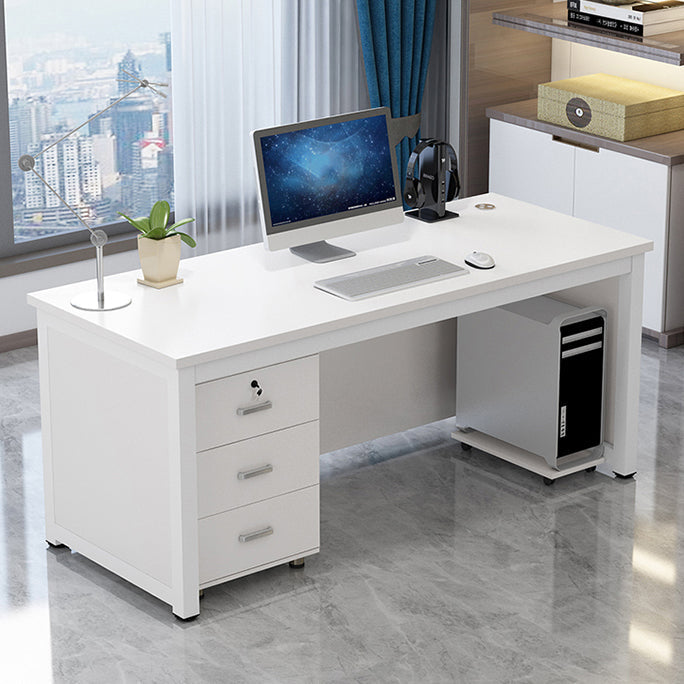 Rectangular Modern Computer Desk Manufactured Wood Desk with Locking Drawer Clearhalo 'Furniture' 'furniture_office_desk' 'Office Desks' 'Office Furniture' 'office_desk' 4950268