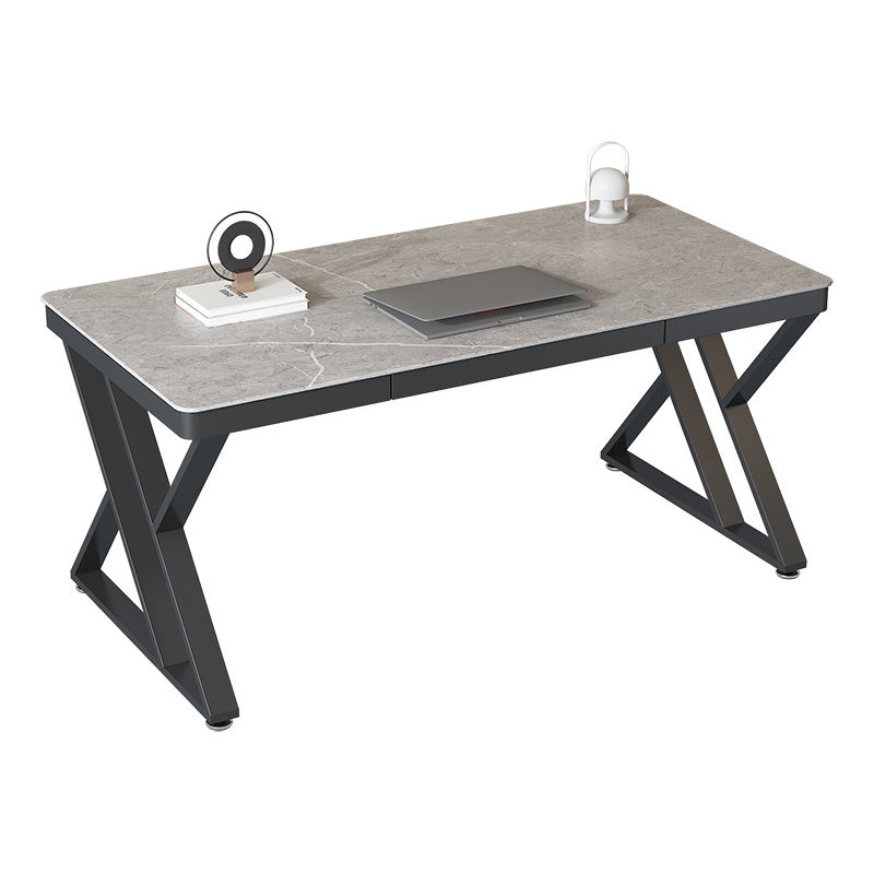 Glam Style Writing Desk Curve Office Study Room Desk with 1-drawer Black-Gray Clearhalo 'Furniture' 'furniture_office_desk' 'Office Desks' 'Office Furniture' 'office_desk' 4950290