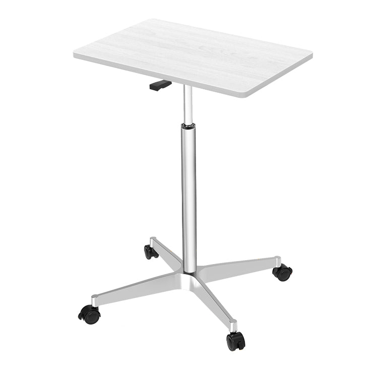 Modern Style Wooden Office Desk Rectangular Adjustable Desk with Caster Wheels White-Silver Clearhalo 'Furniture' 'furniture_office_desk' 'Office Desks' 'Office Furniture' 'office_desk' 4950517