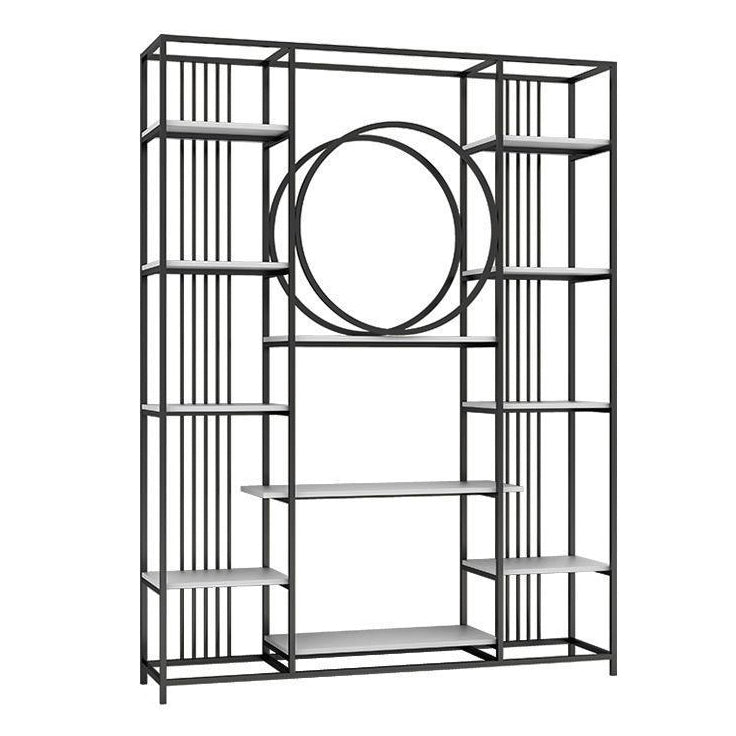 Iron Frame Etagere Bookshelf Vertical Manufactured Wood Shelf Bookcase for Office 59.1"L x 11.8"W x 70.9"H Black-White Clearhalo 'Bookcases' 'furn' 'furn_bookcases' 'Furniture' 'furniture_bookcases' 'Office Furniture' 4951142