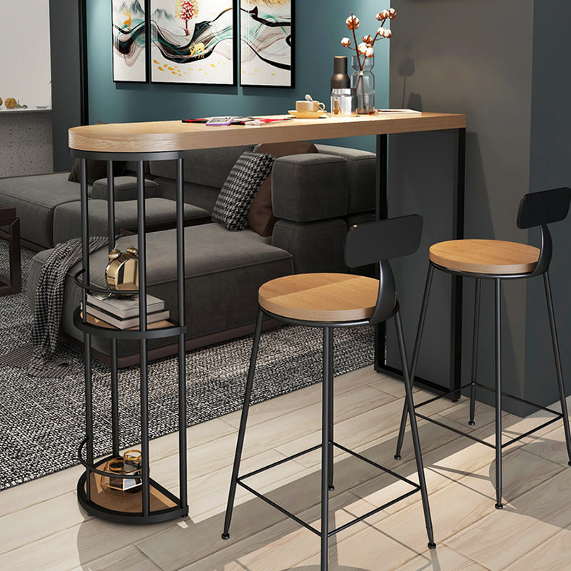 Pine Wood Bar Dining Table Modern Bar Table with Double Pedestal for Dining Room Balcony 70.9"L x 15.7"W x 41.3"H Free Form Without Chairs Clearhalo 'Bar Furniture' 'Bar Tables' 'bar_tables' 'furn' 'furn_bar_tables' 'Furniture' 'furniture_bar_tables' 'Kitchen & Dining Furniture' 4952665