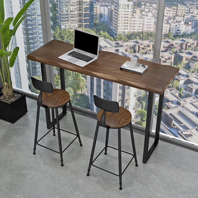 Pine Wood Bar Dining Table Industrial Bar Table with Sled Base for Balcony 63"L x 15.7"W x 41.3"H Without Chairs Clearhalo 'Bar Furniture' 'Bar Tables' 'bar_tables' 'furn' 'furn_bar_tables' 'Furniture' 'furniture_bar_tables' 'Kitchen & Dining Furniture' 4952776