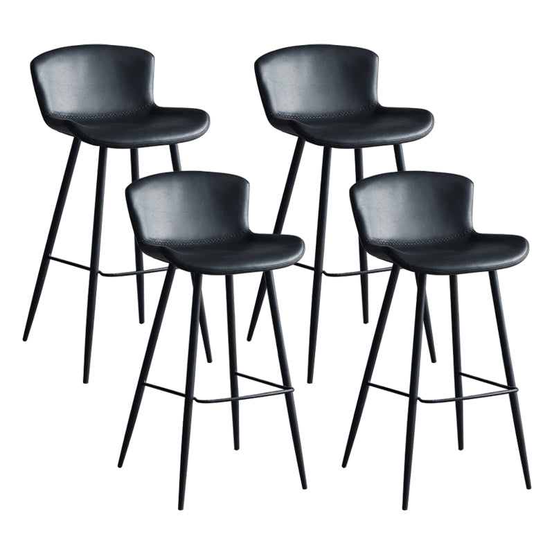 Scandinavian Home Leather Stool Footrest Matte Finish Barstool Black 4 Piece Set Clearhalo 'Bar Furniture' 'Bar Stools' 'bar_stools' 'furn' 'furn_bar_stools' 'Furniture' 'furniture_bar_stools' 'Kitchen & Dining Furniture' 4952882