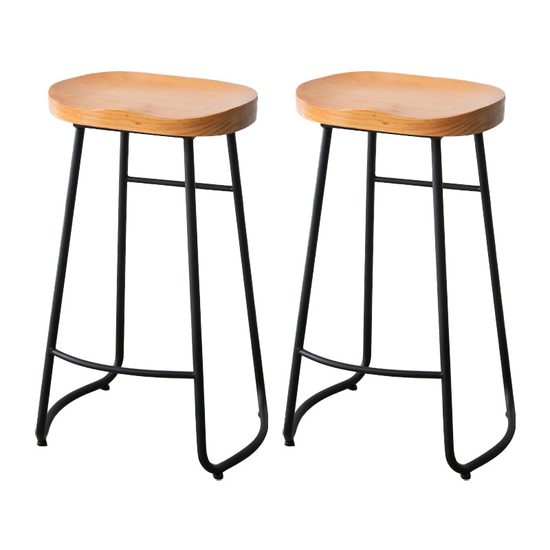 Contemporary Backless Solid Wood Bar Stool Matte Finish Indoor Stool Natural 2 Piece Set Clearhalo 'Bar Furniture' 'Bar Stools' 'bar_stools' 'furn' 'furn_bar_stools' 'Furniture' 'furniture_bar_stools' 'Kitchen & Dining Furniture' 4952991