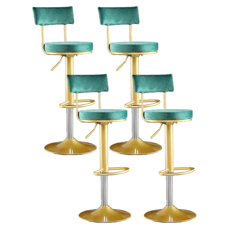 Glam Matte Finish Velvet Counter Stool Adjustable Height Footrest Barstool Dark Green 4 Piece Set Clearhalo 'Bar Furniture' 'Bar Stools' 'bar_stools' 'furn' 'furn_bar_stools' 'Furniture' 'furniture_bar_stools' 'Kitchen & Dining Furniture' 4953031
