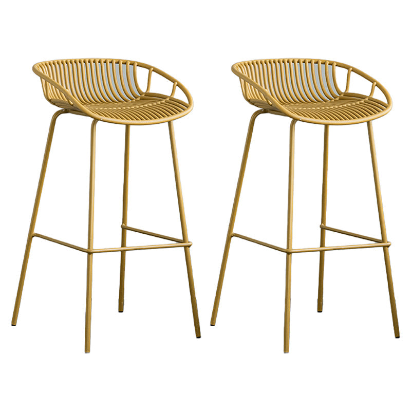 Contemporary Footrest Metal Barstool Matte Finish Restaurant Stool Yellow 2 Piece Set Clearhalo 'Bar Furniture' 'Bar Stools' 'bar_stools' 'furn' 'furn_bar_stools' 'Furniture' 'furniture_bar_stools' 'Kitchen & Dining Furniture' 4953293